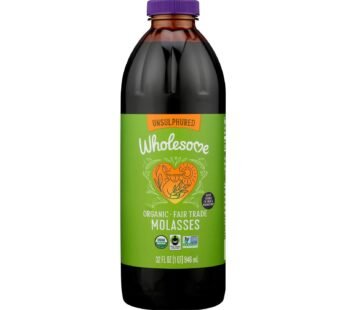 Wholesome Sweeteners Organic Molasses – Liquid Sweetener – Case Of 12 – 32 Oz.