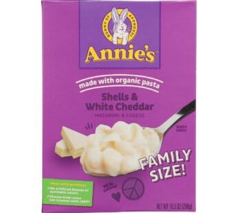 Annie’s Homegrown Family Size Shells and White Cheddar Mac and Cheese – Case of 6 – 10.5 oz.