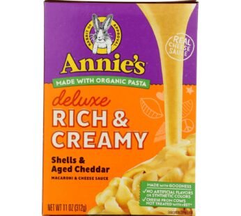 Annies Homegrown Macaroni Dinner – Creamy Deluxe – Shells And Real Aged Cheddar Sauce – 11 Oz – Case Of 12