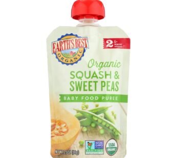 Earth’s Best Organic Squash And Sweet Peas Baby Food Puree – Stage 2 – Case Of 12 – 3.5 Oz.