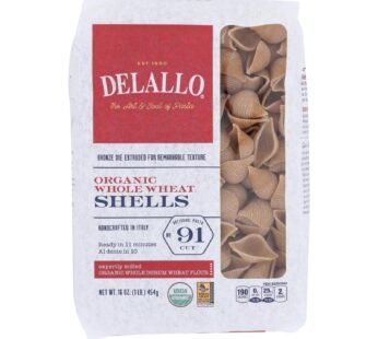 Delallo – Organic Whole Wheat Pasta Shells – Case Of 16 – 1 Lb.