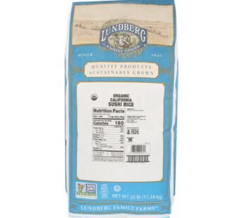 Lundberg Family Farms Organic Sushi Short Grain White Rice – Single Bulk Item – 25lb