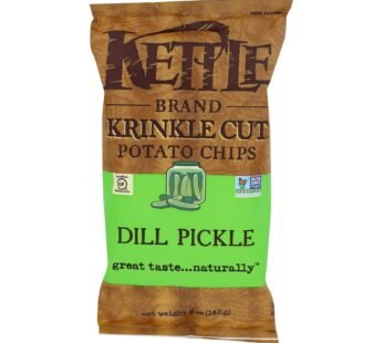 Kettle Brand Krinkle Cut Potato Chips – Dill Pickle – Case Of 15 – 5 Oz.