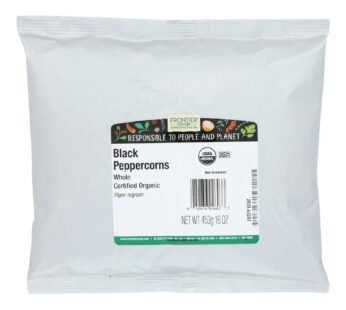 Frontier Herb Peppercorns Organic Whole Black – Single Bulk Item – 1lb