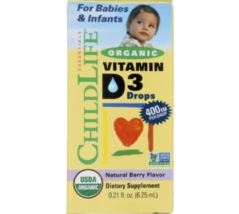 Childlife Organic Vitamin D3 Drops For Babies And Infants – Natural Berry Flavor – .338 Oz