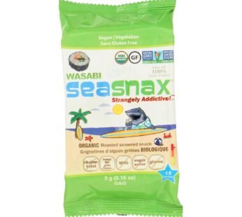 Seasnax Premium Roasted Seaweed Snacks – Wasabi – Case Of 24 – 0.18 Oz.