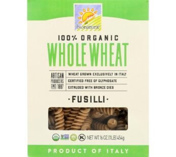 Bionaturae Pasta – Organic – 100 Percent Whole Wheat – Fusilli – 16 Oz – Case Of 12