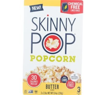 Skinnypop Popcorn – Popcorn Micro Butter 3pk – Case of 12 – 3/2.8 OZ