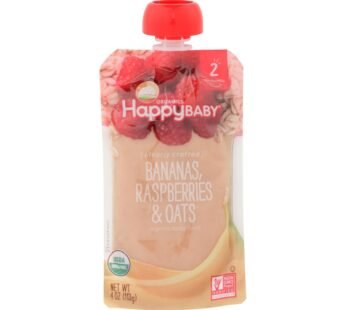 Happy Baby Happy Baby Clearly Crafted – Bananas Raspberries And Oats – Case Of 16 – 4 Oz.