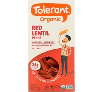 Tolerant Organic Pasta – Red Lentil Penne – Case Of 6 – 8 Oz.