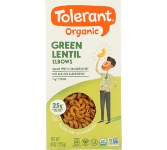 Tolerant Green Lentil Pasta – Elbows – Case Of 6 – 8 Oz.