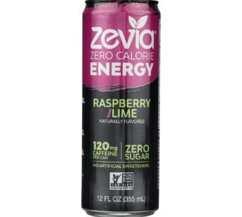 Zevia Zero Calorie Energy Drink – Raspberry/Lime – Case of 12 – 12 fl oz