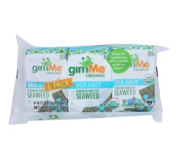 Gimme Seaweed Snacks Organic Roasted Seaweed Snack – Sea Salt – Case of 8 – 6/.17 oz