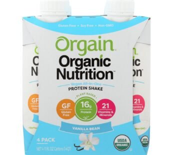 Orgain Organic Vegan Nutrition Shakes – Vanilla – Case of 3 – 4/11 FZ