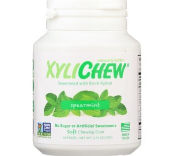 Xylichew Chewing Gum – Sugar Free Spearmint – 60 Piece Jar – Case Of 4