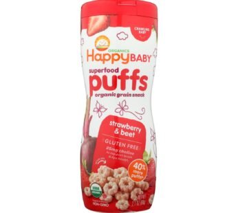 Happy Bites Organic Puffs Finger Food For Babies – Strawberry Puffs – Case Of 6 – 2.1 Oz