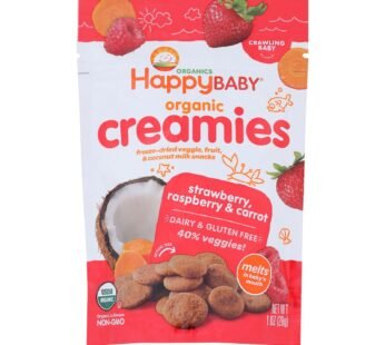 Happy Creamies Organic Snacks – Strawberry And Raspberry – Case Of 8 – 1 Oz