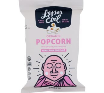 Lesser Evil Organic Air Popped Popcorn – Himalayan Pink – Case of 12 – 8/.46 oz