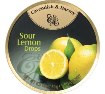 Cavendish And Harvey Fruit Drops Tin – Sour Lemon – 5.3 Oz – Case Of 12