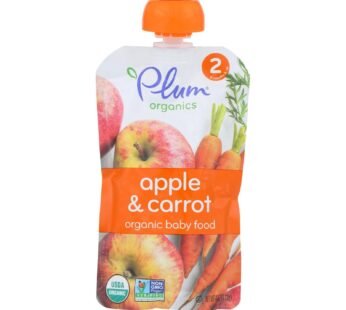 Plum Organics Baby Food – Organic -Apple and Carrot – Stage 2 – 6 Months and Up – 3.5 .oz – Case of 6