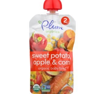 Plum Organics Baby Food – Organic -Sweet Potato Corn and Apple – Stage 2 – 6 Months and Up – 3.5 .oz – Case of 6