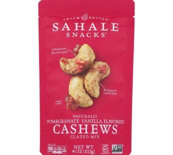 Sahale Snacks Cashews Glazed Nuts – Pomegranate And Vanilla – Case Of 6 – 4 Oz.