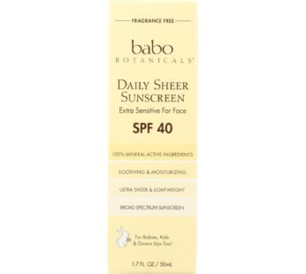 Babo Botanicals – Sunscreen – Daily Sheer – Spf 40 – 1.7 Oz