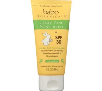 Babo Botanicals – Sunscreen – Clear Zinc Unscented Spf 30 – 3 Oz